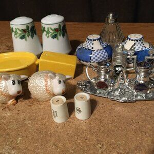7X SALT AND PEPPER SHAKERS SHEEP MCM CHECKER BATHTUB & SOAP MACKINAC BRIDGE MINI